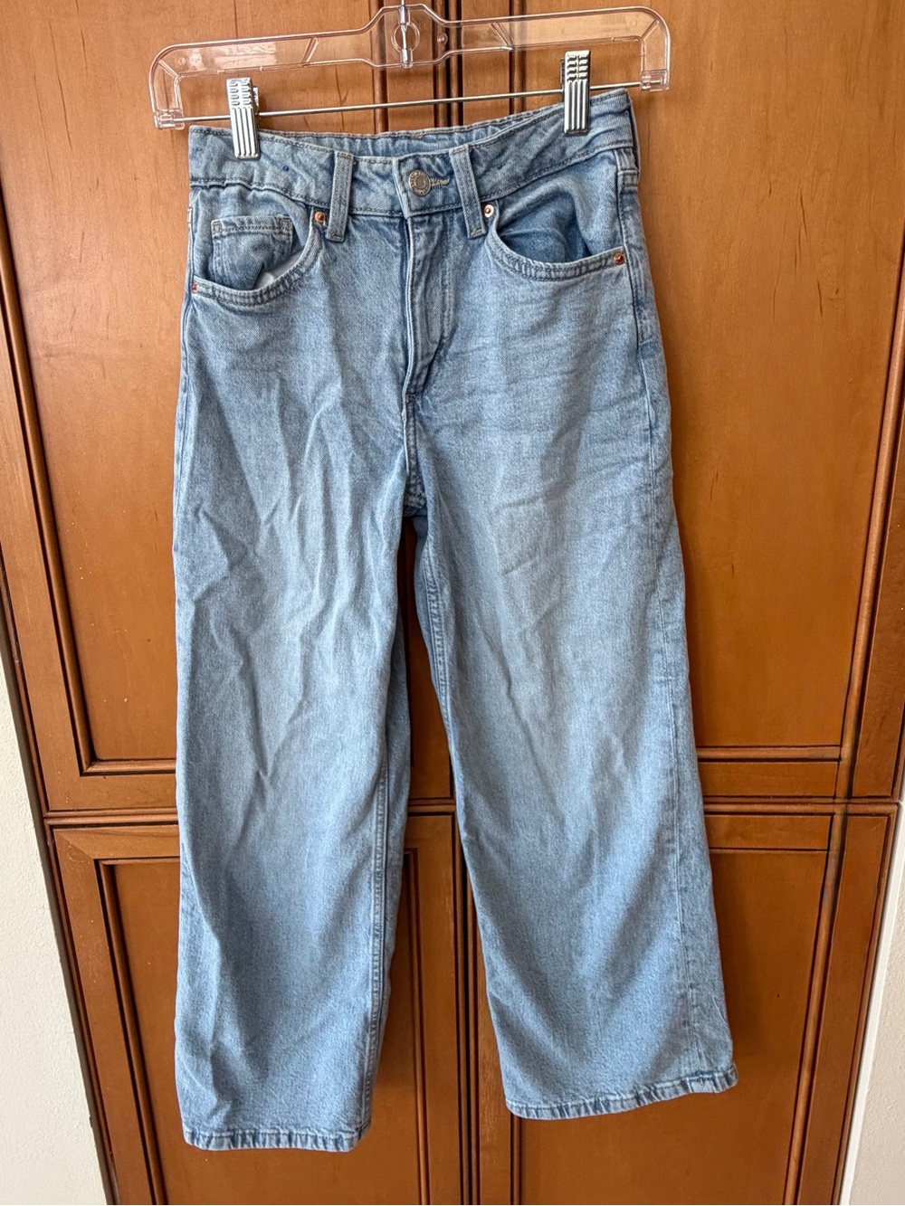 H&M Girls Light Blue Wide Leg High Waist Jeans Sz 10